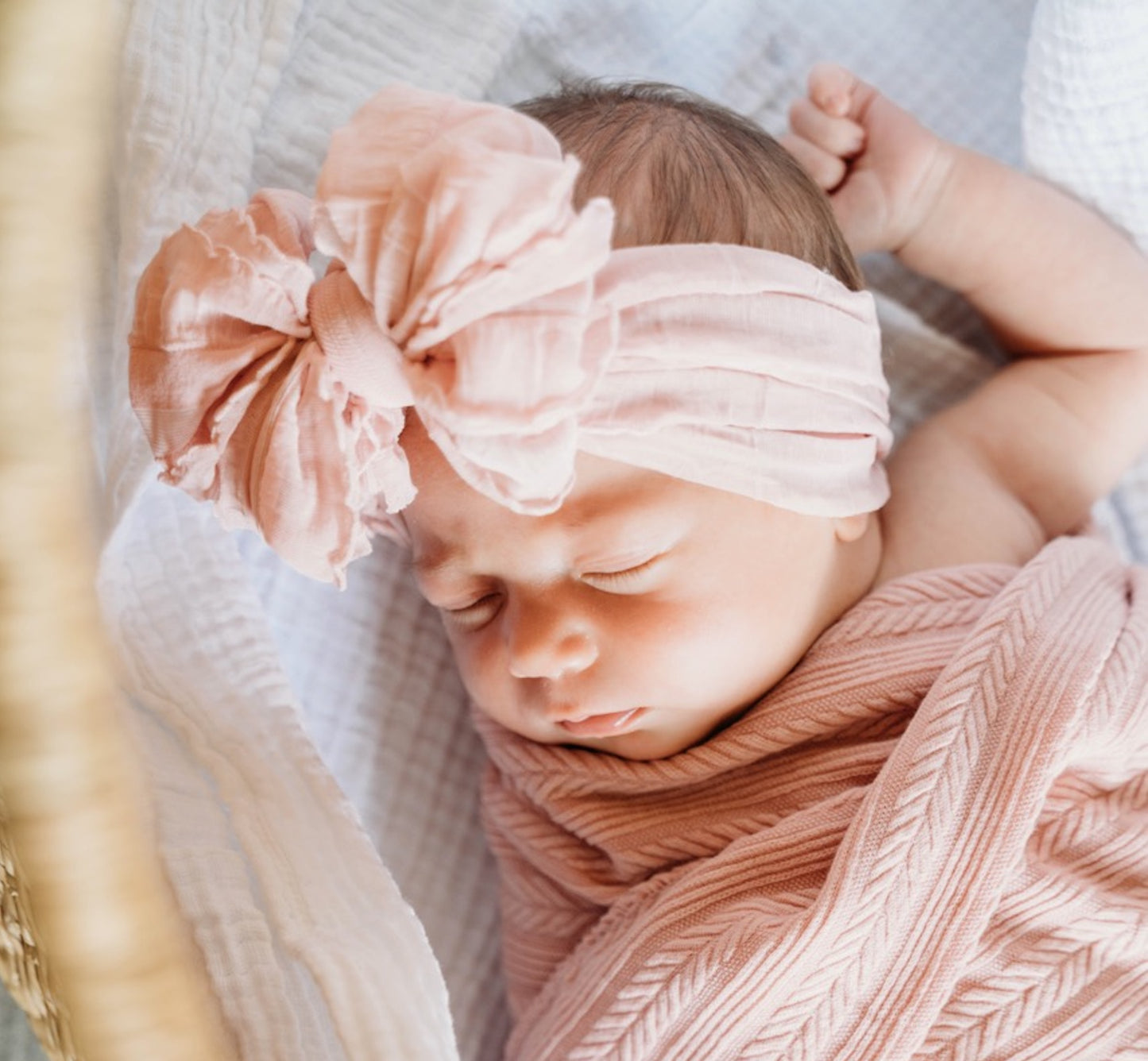 Ruffle Headband Bow - Black