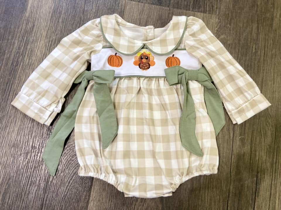 Infant Turkey Embroidered Bubble