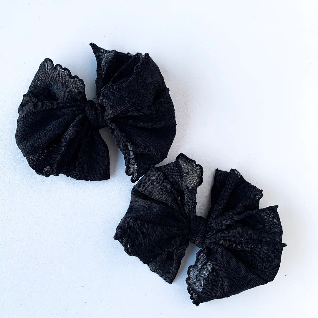 Ruffle Bow Clip - Black