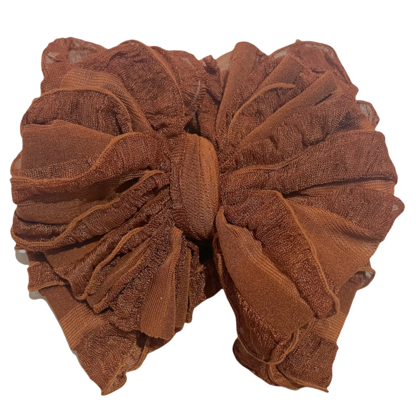 Ruffle Headband Bow - Chestnut