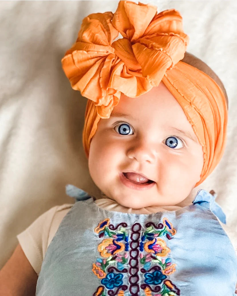 Ruffle Headband Bow - Dreamsicle