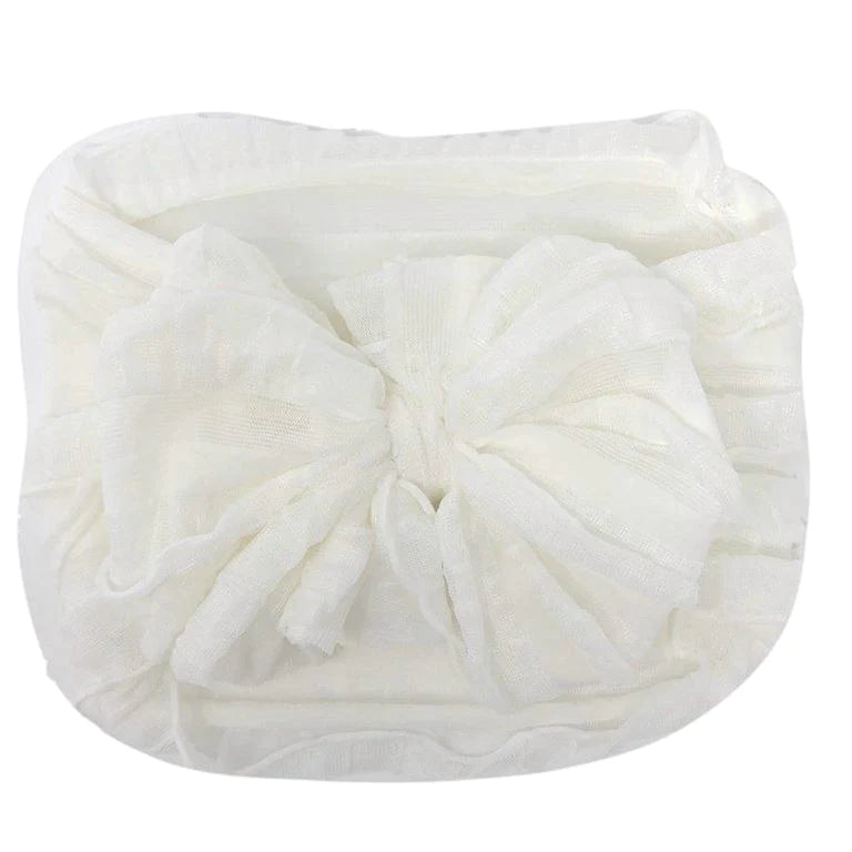 Ruffle Headband Bow - Off White