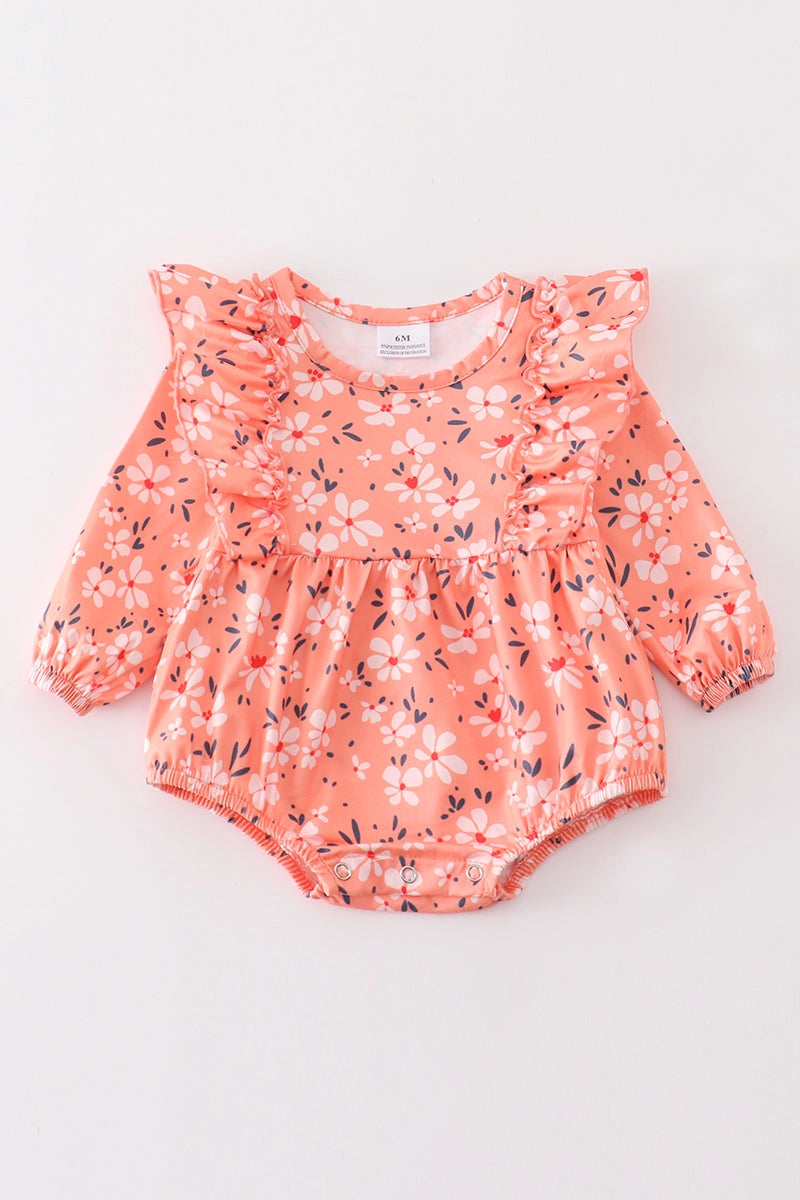 Orange Floral Infant Bubble