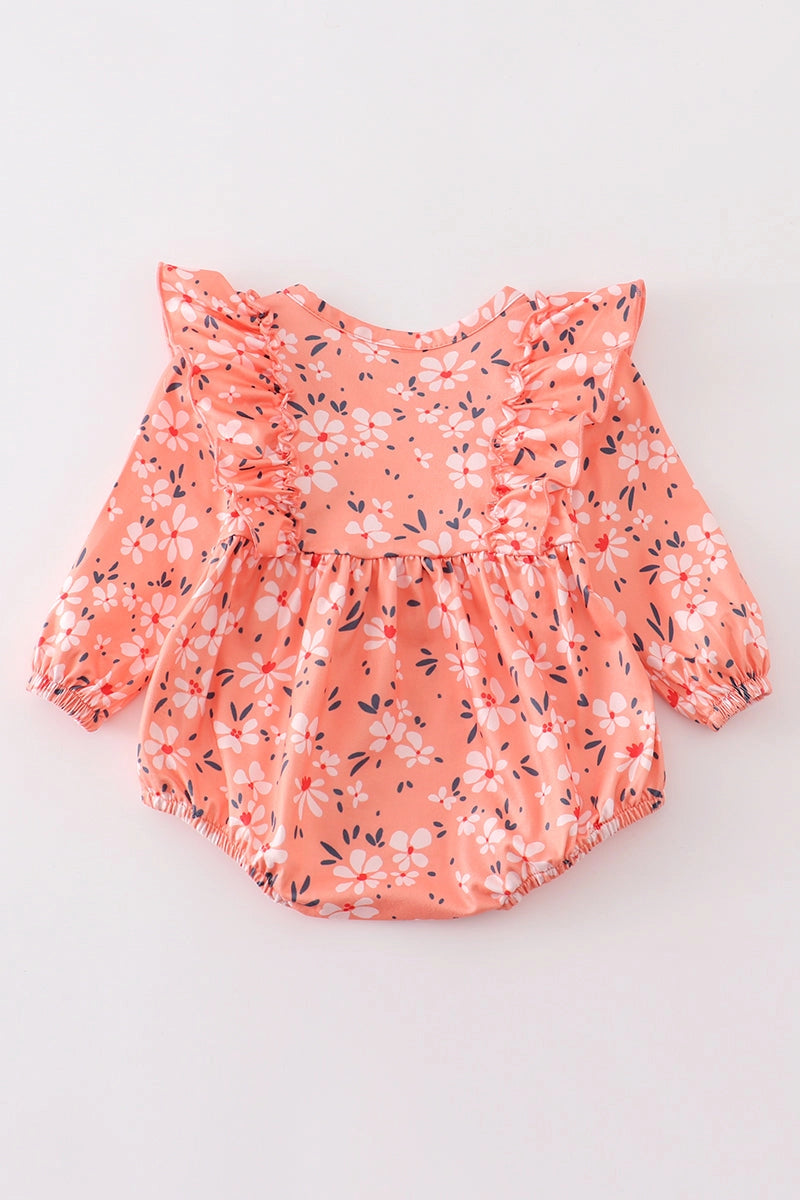 Orange Floral Infant Bubble