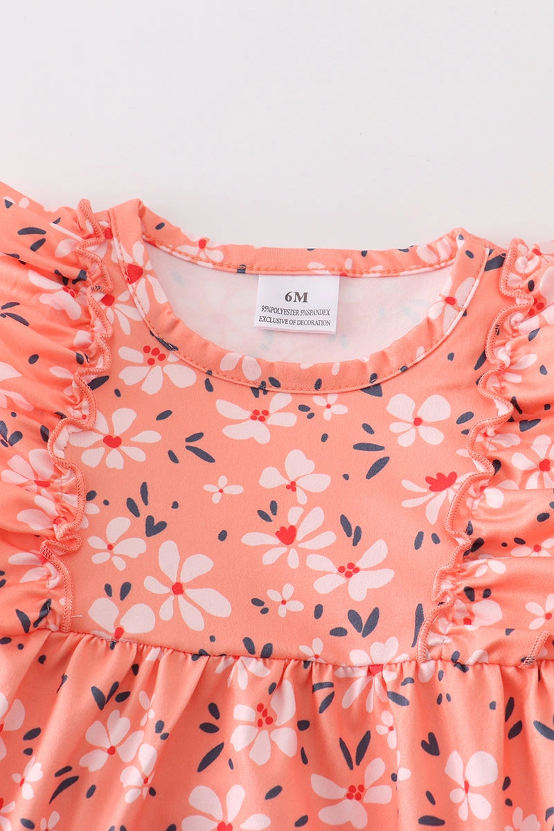 Orange Floral Infant Bubble
