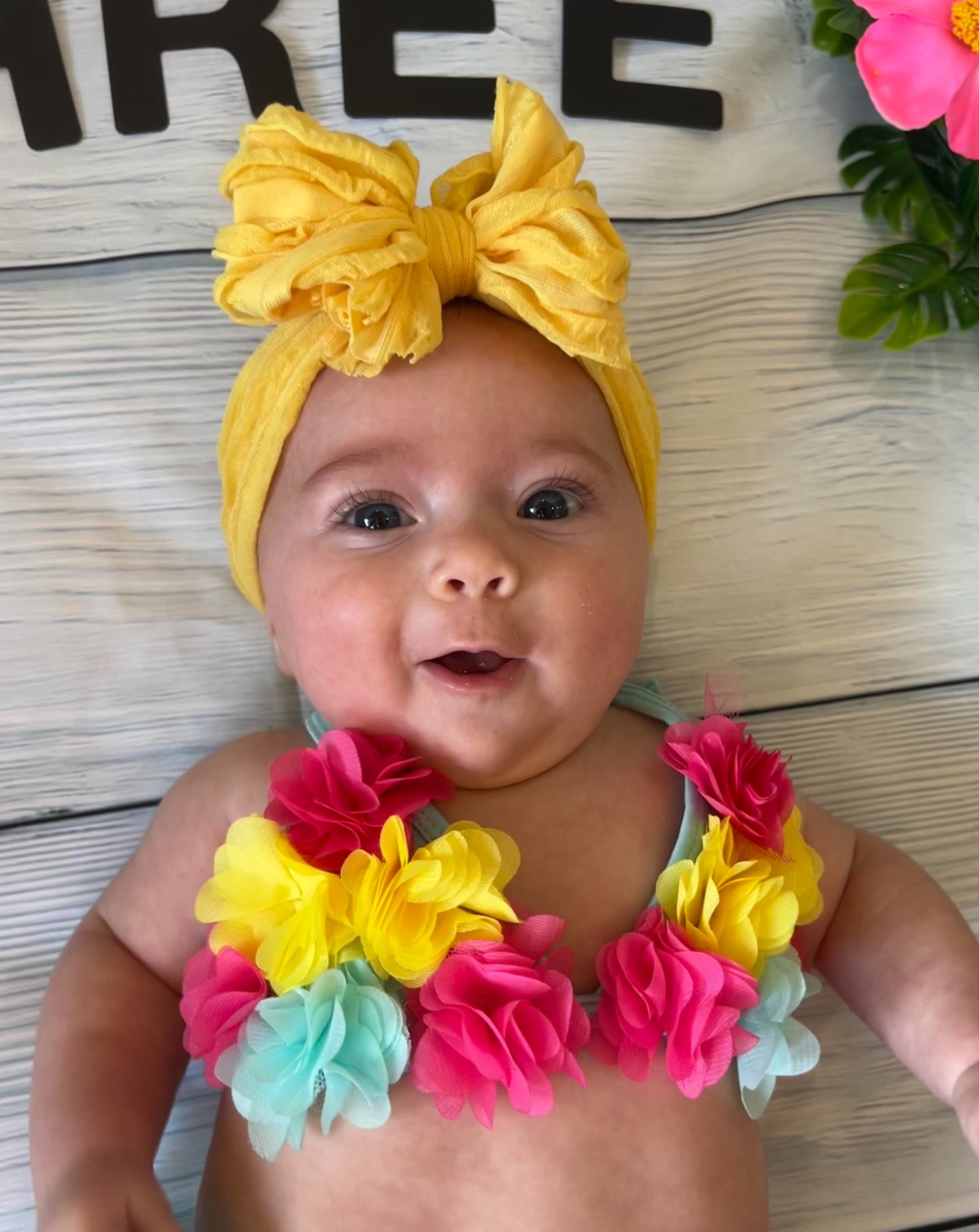 Ruffle Headband Bow - Sunflower