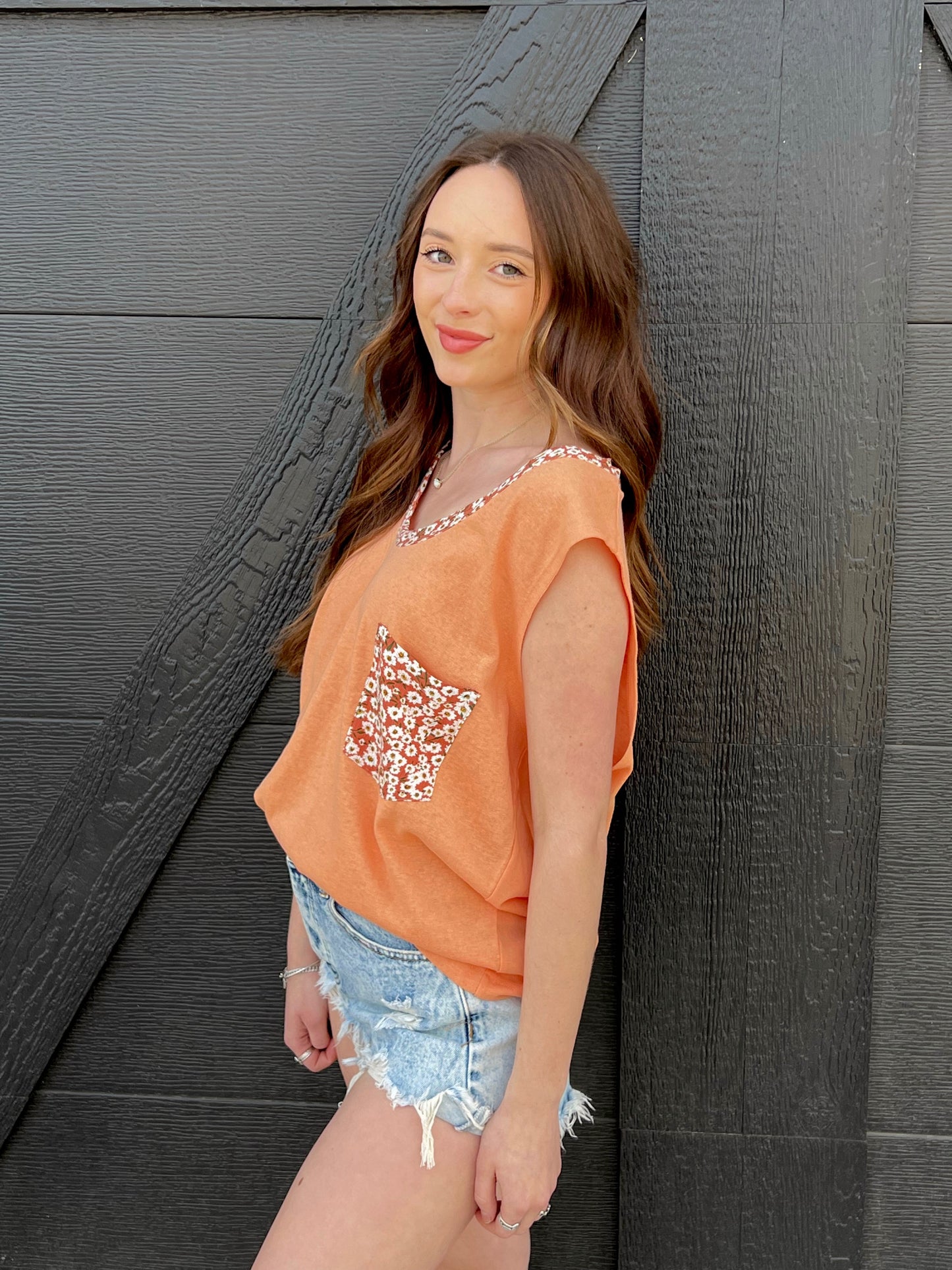 Slouchy Floral Pocket Top
