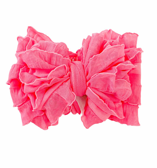 Ruffle Headband Bow - Candy Pink