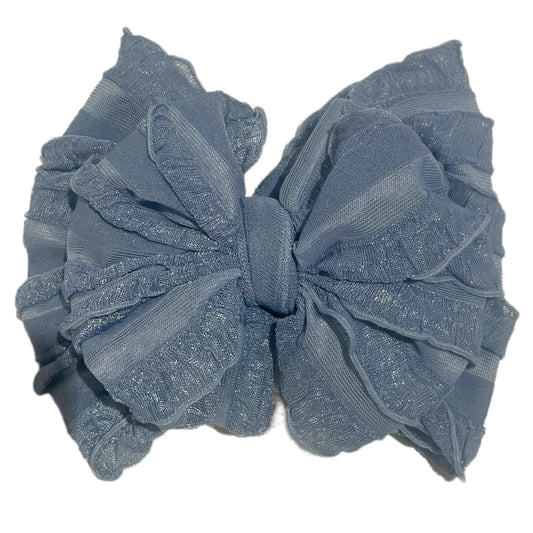 Ruffle Headband Bow - Denim