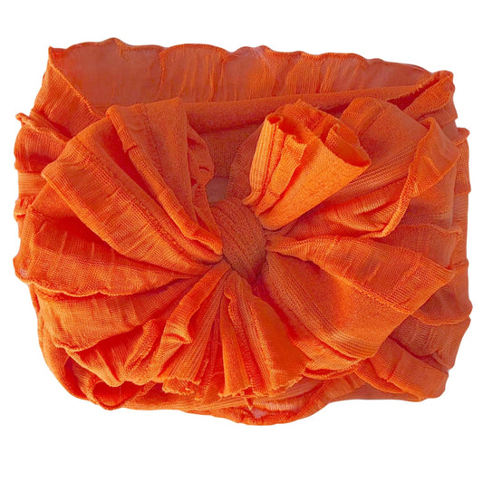 Ruffle Headband Bow - Orange