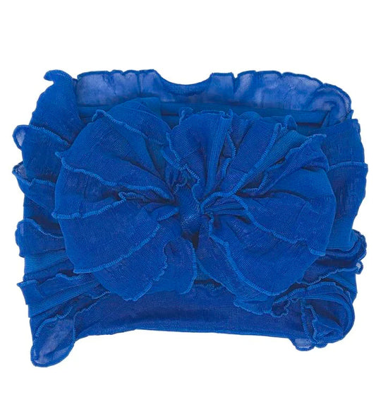 Ruffle Headband Bow - Royal Blue