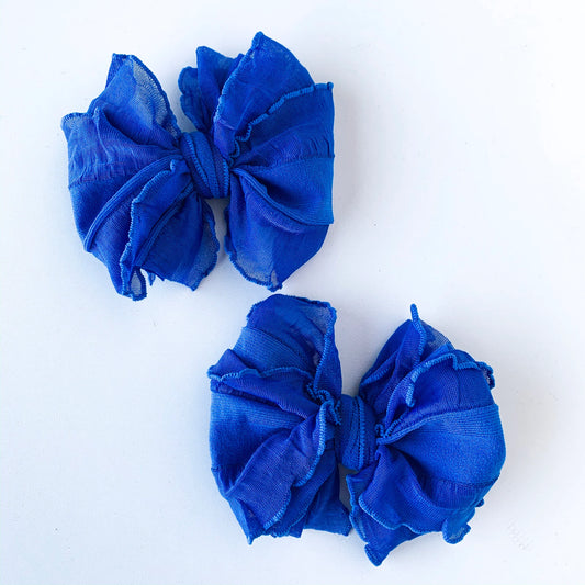Ruffle Bow Clip - Royal Blue