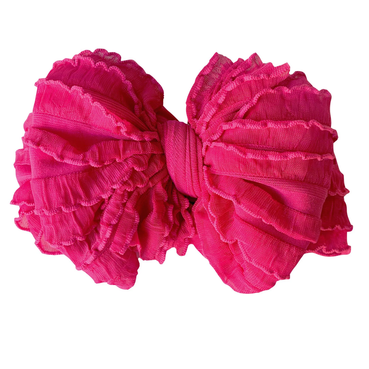 Ruffle Headband Bow - Wild Pink Mini