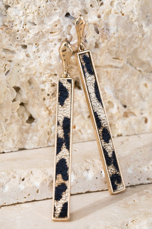 Leopard Bar Earrings