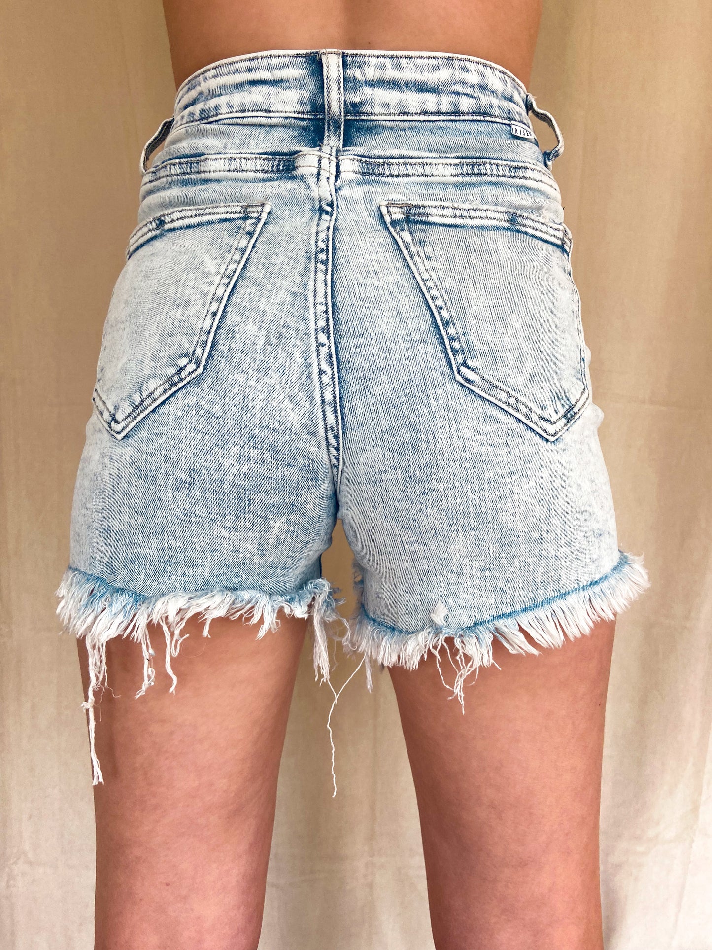 Acid Wash Mid-Length Shorts