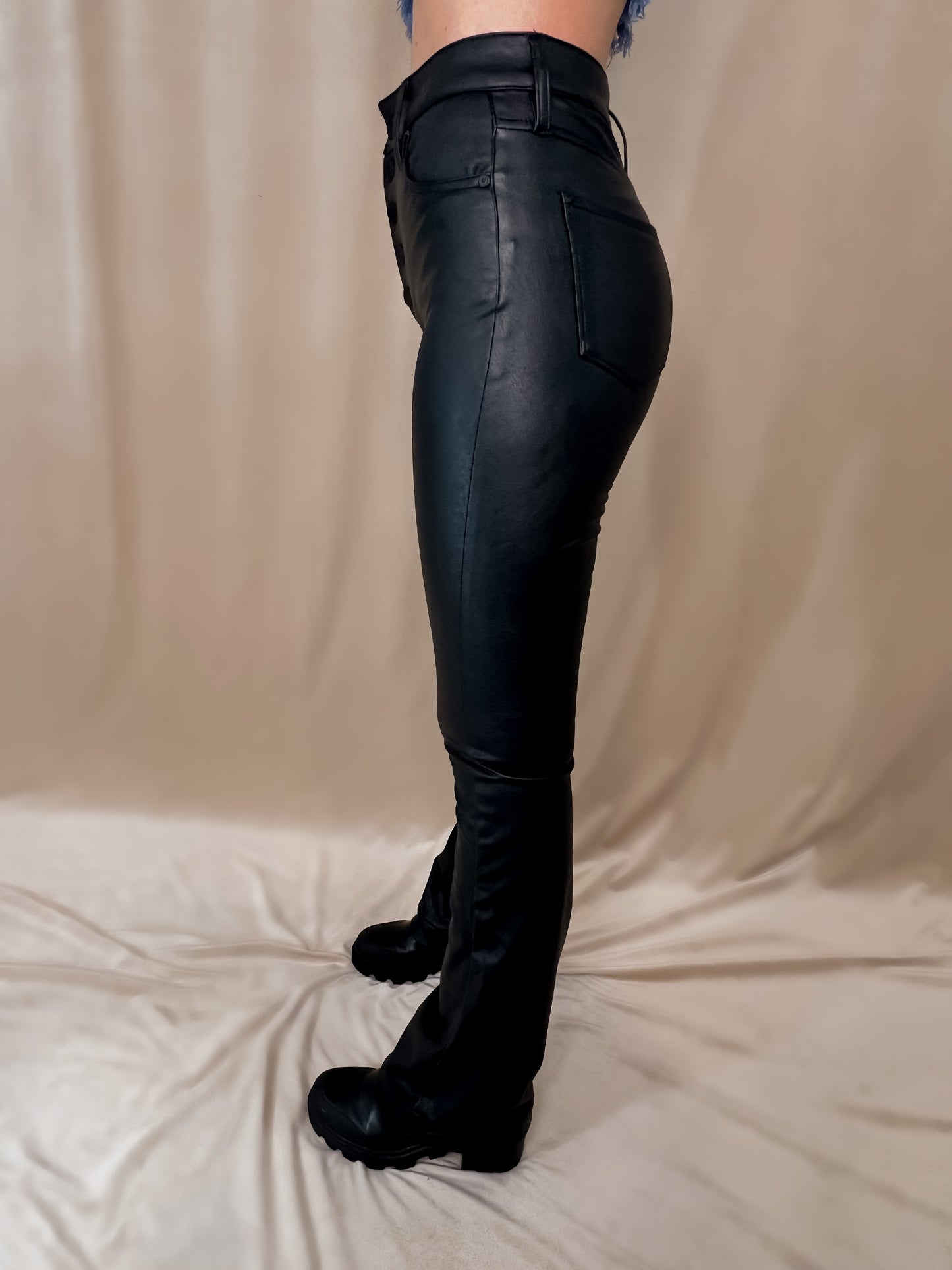 Faux Leather High Rise Bootcut Jean