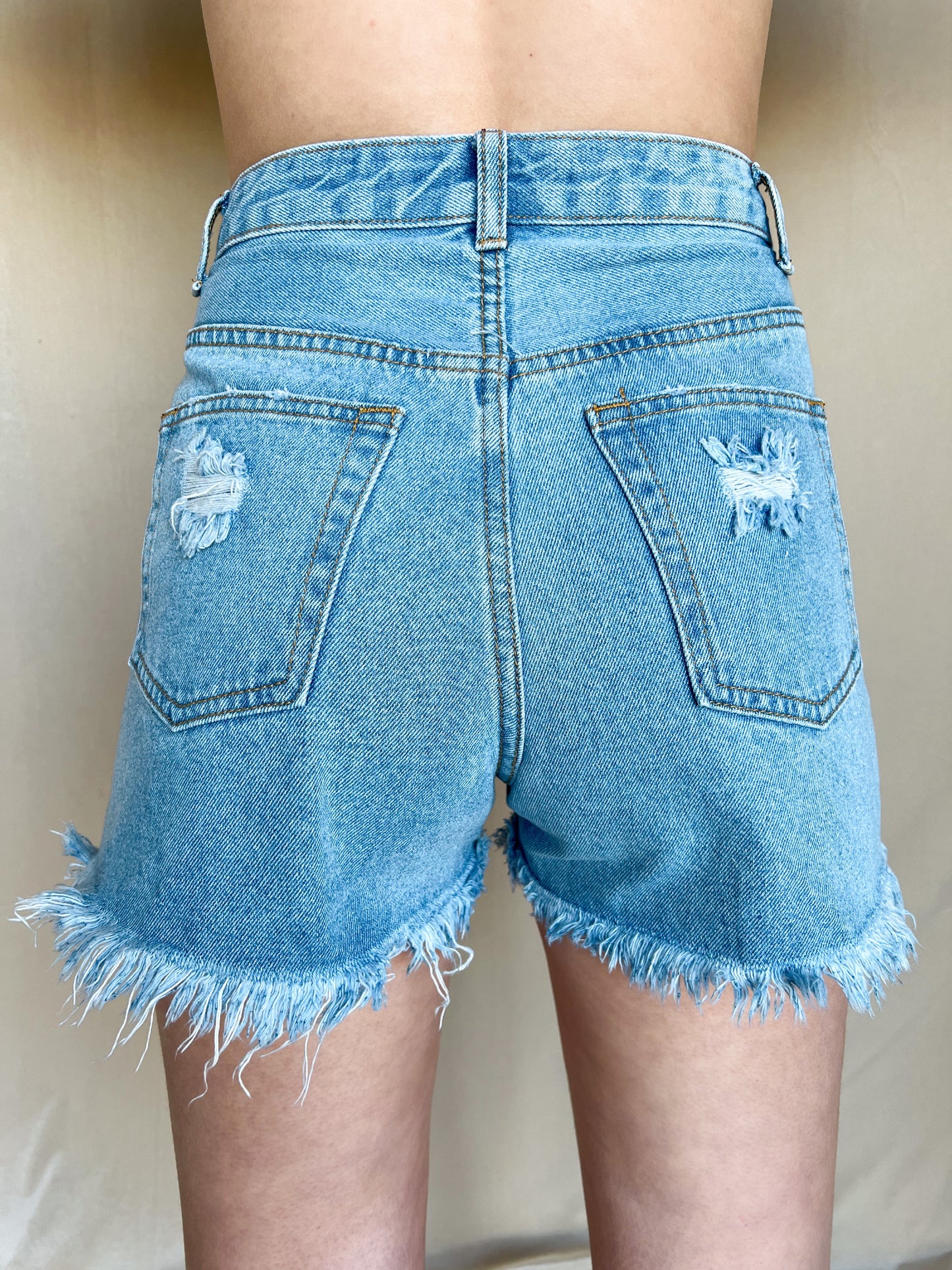 Distressed Mid-Length Shorts