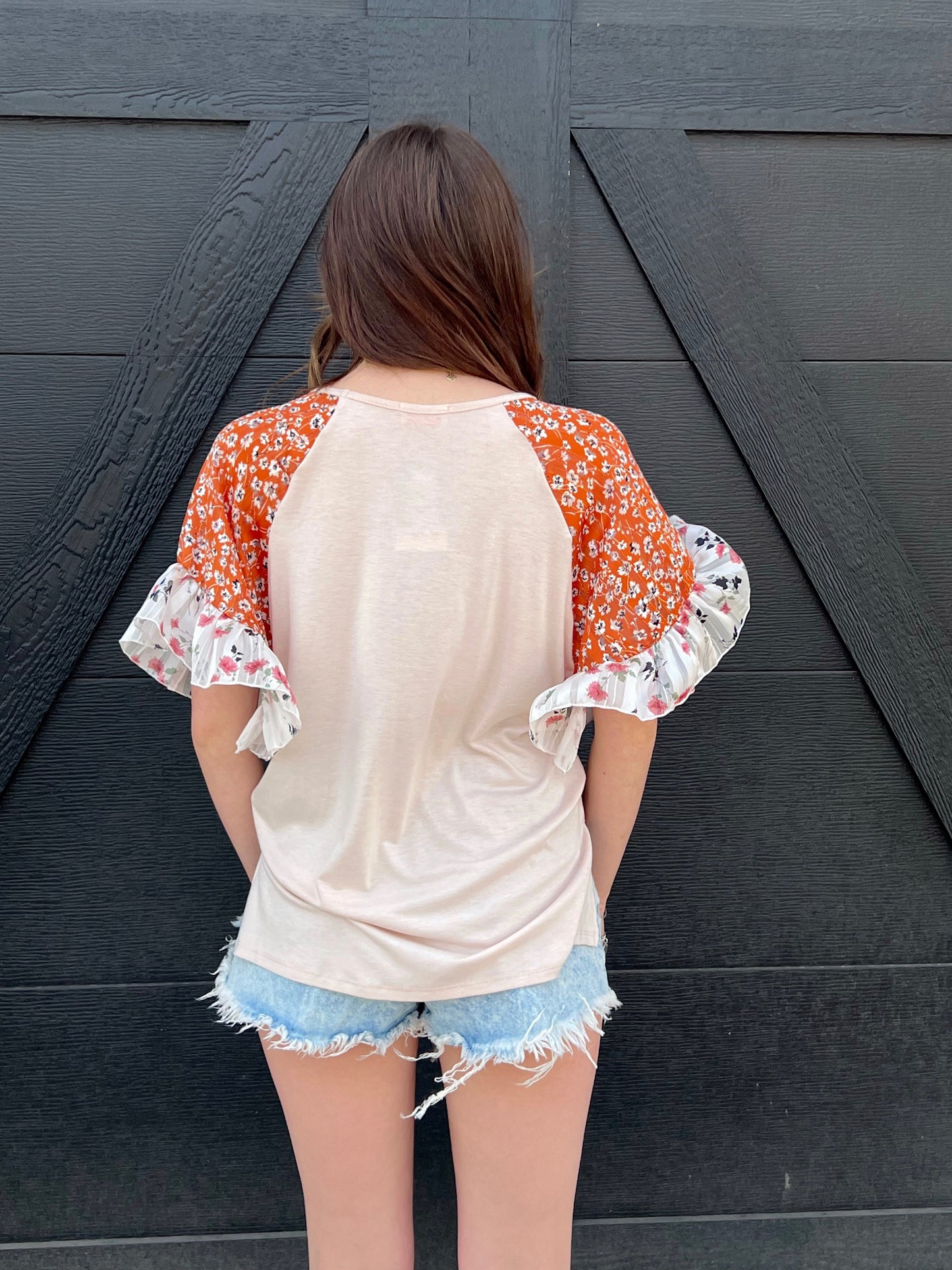 Floral Sleeve Breezy Top